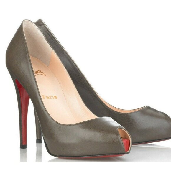 Christian Louboutin Shoes - Christian Louboutin Mini Bout Brown Red Open Pumps Platform Heels Shoes 40
